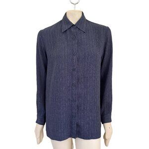 VTG FREEPORT STUDIO Oversized Button Front Long Sleeve Pinstriped Shirt SZ S